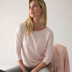 WHBM White House Black Market 3/4 Sleeve Drop Shoulder Tee Camellia Blus…